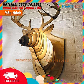 Đèn gỗ đầu hươu trang trí nhà - Đèn gỗ cao cấp decor quán, khách sạn