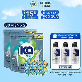 Combo 2 Viên Giặt Quần Áo loại bỏ mạt bụi KA pod Anti-dustmite 4trong1 diệt mạt bụi, làm sạch sâu, kháng khuẩn, giữ màu vải (18 viên/ 38 viên)