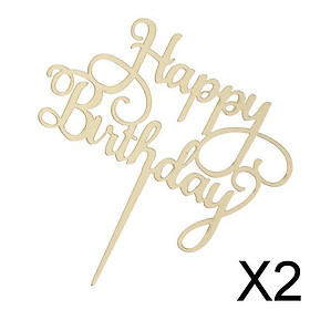 2xAcrylic Happy Birthday Cake Topper Party Supplier Gold