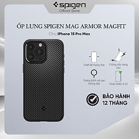 Ốp lưng cho iphone 15 pro/ 15 pro max spigen mag armor magfit - hàng chính hãng