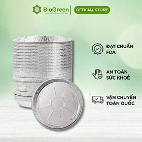 Set 10 Khay Giấy Bạc/Khuôn Đĩa Nhôm 22cm, dày 70mic  Đựng Thức Ăn, Thực Phẩm Lót Nồi Chiên Không Dầu, Lò Nướng