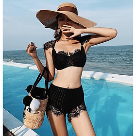Bikini 2 mảnh ren Hàn Quốc đồ bơi nữ Quảng Châu ren vai cao cấp