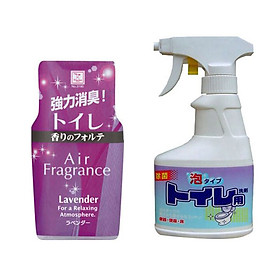 Combo hộp khử mùi toilet hương lavender + chai xịt vệ sinh bồn cầu 300ml