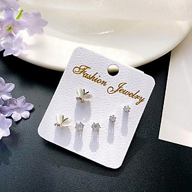 Sét 3 đôi bông tai / khuyên tai cao cấp thời trang Hàn Quốc BT180