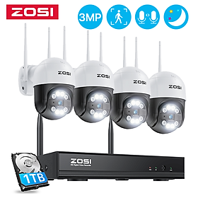 Hệ thống camera không dây ZOSI 8CH 3MP Âm thanh hai chiều P2P PTZ Wifi IP Camera an ninh Giám sát video Bộ camera quan sát H.265 Bộ NVR Ổ cứng gắn trong: Không có