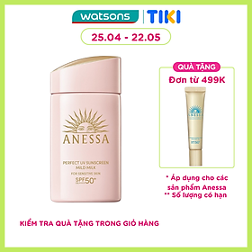 Sữa Chống Nắng Anessa Cho Da Nhạy Cảm Perfect UV Mild Milk SPF50+/PA++++ 60ml