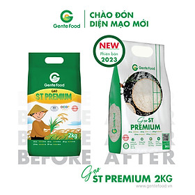 Gạo ST25 Premium Gente Food 2kg - Cơm Thơm, Dai, Mềm Dẻo, Vị Ngọt