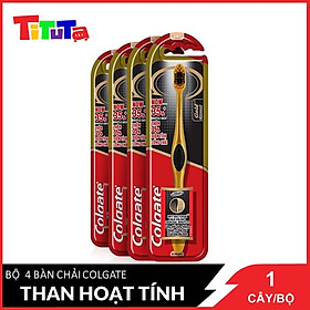 Bộ 4 bàn chải đánh răng Colgate 360 than hoạt tính kháng vi khuẩn Charcoal Gold (Màu ngẫu nhiên)