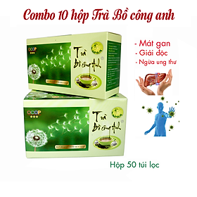 Combo 10 hộp Trà Bồ Công Anh 50 túi lọc P&K - Ngừa ung thư, mát gan, giải độc, giảm viêm họng, ổn định huyết áp, đường máu, thanh lọc cơ thể