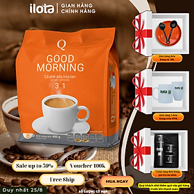 Cà phê Hoà tan 3 in 1 Goodmorning (bịch 24 gói x 20gr) Cafe sữa uống liền Trần Quang Coffee