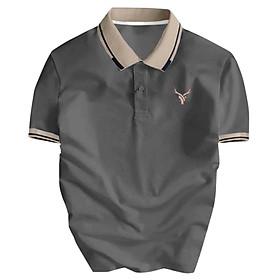 Áo thun nam cổ bẻ thêu logo Deer CB08 (Màu xám đậm)