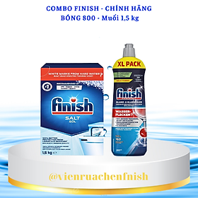 Combo Muối rửa bát finish 1.5kg+Nước làm bóng finish 750ml dùng cho Máy rửa bát