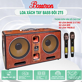 Loa karaoke xách tay bass 2T5 đôi BOSSINON N2563K- Hàng Chính Hãng, công suất siêu khủng lên đến 1200W, siêu đẹp