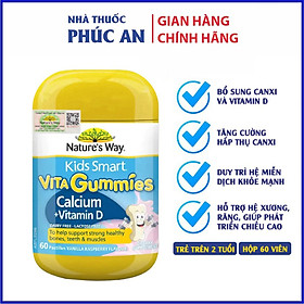 Kẹo dẻo Canxi Vitamin D cho bé Nature’s Way Kids Smart Vita Gummies Calcium + Vitamin D 60 viên phát triển chiều cao