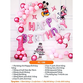 Mua Combo set bóng bay trang trí sinh nhật  thôi nôi bé trai bé gái tuổi chuột mickey - BACKDROP IN TÊN BÉ THEO YÊU CẦU