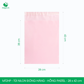 MT2HP - 28x42 cm  - Túi nilon gói hàng - 200 túi niêm phong đóng hàng màu hồng pastel