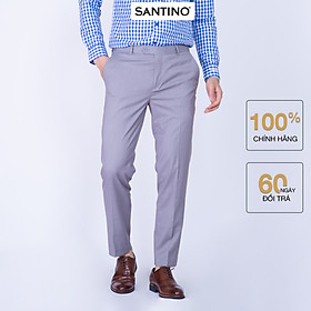 Hình ảnh Quần âu nam dài trơn SANTINO, chất liệu Sợi tre dáng ôm slim fit công sở lịch lãm màu ghi Q065