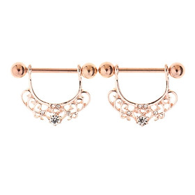2PCS Women Girls Nipple Rings Stainless Steel Clip On Tongue Ring