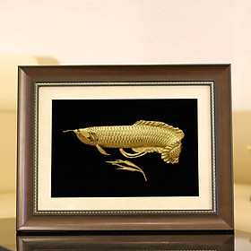 Tranh cá rồng phong thuỷ mạ vàng 24K - quà tặng tân gia cao cấp