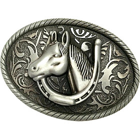 Alloy Vintage Western Belt Buckle Arabesque Horse Rodeo Cowboy Indian Casual