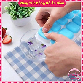 Mua Khay làm đá viên có nắp đế silicon dễ lấy đá hoặc làm khay trữ đông đồ ăn dặm cho bé an toàn vệ sinh VINKID