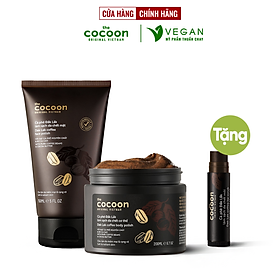 Bộ 3 Cà phê Đắk Lắk tẩy da chết Cocoon: Cơ thể 200ml + Da mặt 150ml + Son môi 5g