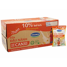 Sữa đậu nành Vinamilk gấp đôi canxi 220ml Thùng 48 bịch