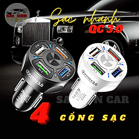 Mua Tẩu sạc nhanh ô tô chia 4 cổng sạc  có tích hợp đèn led  hỗ trợ sạc nhanh QC 3.0  điện áp đầu vào 12V đến 32V