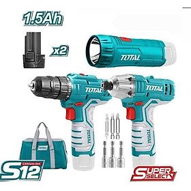 Mua BỘ COMBO MÁY SIẾT VÍT PIN  KHOAN PIN VÀ ĐÈN PIN 12V (2 PIN 12VX1.5AH VÀ 1 SẠC) TOTAL TKLI1203 - HÀNG CHÍNH HÃNG