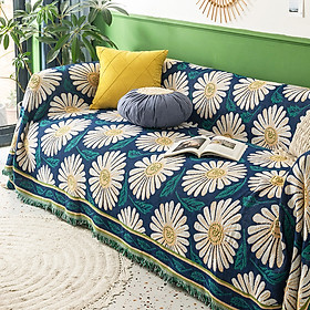 (1.8*2.3m&2.3*2.75m) Khăn phủ ghế sofa vintage nhẹ nhàng tươi sáng Hoa cúc trắng - Blooming Daisy PS05