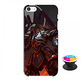 Ốp lưng nhựa dẻo dành cho iPhone 5S tặng popsocket in logo iCase - in hình Lữ Bố kỵ sĩ âm phủ