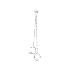 Bông Tai Bạc S925 Khuyên Kẹp Vành Pearl Drop Tua Rua Xinh Xắn | Khuyên Tai Nữ Trang Sức Bạc Thời Trang Ear Cuff