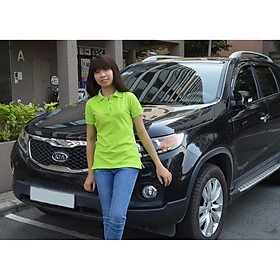 Áo thun nữ vải cá sấu co giãn 4 chiều, kiểu may cao cấp cổ bẻ, tay bo, có xẻ lai - Màu xanh chuối