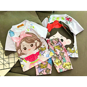 Đồ bộ bé gái, bộ cộc tay cho bé gái hình Pony Mickey Gấu size 10-25KG chất thun lạnh cực mềm mát