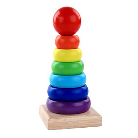 Tháp thả khối xếp chồng 7 khối cầu vồng - đồ chơi giáo dục đồ chơi phát triển trí tuệ cho bé