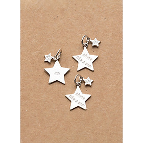 Combo 3 cái charm bạc treo hình sao năm cánh có khắc chữ "Shine like a star" - Ngọc Quý Gemstones