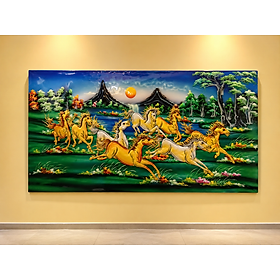 Tranh sơn mài - MÃ ĐÁO THÀNH CÔNG - Đắp nổi hàng xuất khẩu 60x120 cm