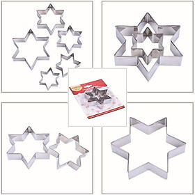 Khuôn Bánh Quy Cookies Cutter Khuôn Nhấn Dụng Cụ Làm Bánh Bộ 5 Chi Tiết Hình Sao 6 Cánh - CBQUYSAO5P