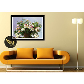 Mua Tranh treo tường tĩnh vật  lọ hoa sang trọng   phong cách sơn dầu in canvas   kèm khung siêu nhẹ PVP-DC1V-04