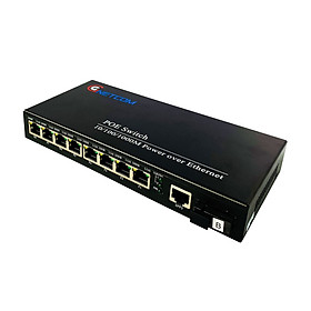 Bộ chuyển đổi quang điện Gigabit 8 POE 10/100/1000 M kèm cổng  SC 1 sợi GNETCOM GNC-6109GE-20B (1 thiết bị ) - Hàng Chính Hãng