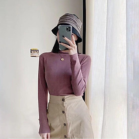 Mua Áo giữ nhiệt nữ motie trơn cổ 3 cm loại 1 Túi Zip vàng 1Z09