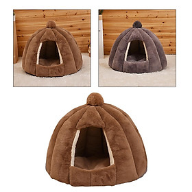 Pet  Bed Soft Warm Kennel  Blanket Tent Khaki 48x40cm