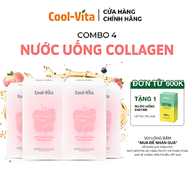 Combo 4 Hộp Nước Uống Collagen Peptide 3000mg Coolvita Hỗ Trợ Trẻ Hóa Sáng Da, Hỗ Trợ Dưỡng Tóc và Móng Kết Hợp Vitamin B3 (45ml× 7 túi)/hộp