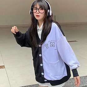 Áo hoodie, áo khoác cadigan thun nỉ ngoại nam nữ cực đẹp Phối 2 Màu Trắng/Đen Siêu Hotniu2