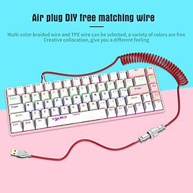1.8M Coiled Type C USB Cable with Detachable Connector Data Line for Gaming Keyboard Smart Phone