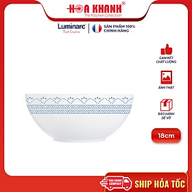 Tô Thủy Tinh Luminarc Diwali Geomatric Blue 18cm đựng thức ăn, kháng vỡ, cường lực - Bộ 3 cái - V6536