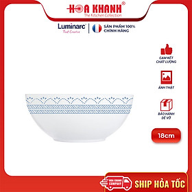 Tô Thủy Tinh Luminarc Diwali Geomatric Blue 18cm đựng thức ăn, kháng vỡ, cường lực - Bộ 6 cái - V6536