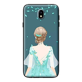 Ốp in cho Samsung Galaxy J7 Pro Cô Gái Nền Xanh - Hàng chính hãng
