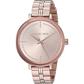 Michael Kors Women's Bridgette Stainless Steel Watch, three hand quartz movement with crystals on dial