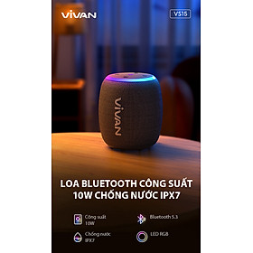 Loa Bluetooth VIVAN VS15 Công suất 10W Chống nước IPX7 Bluetooth 5.3 LED